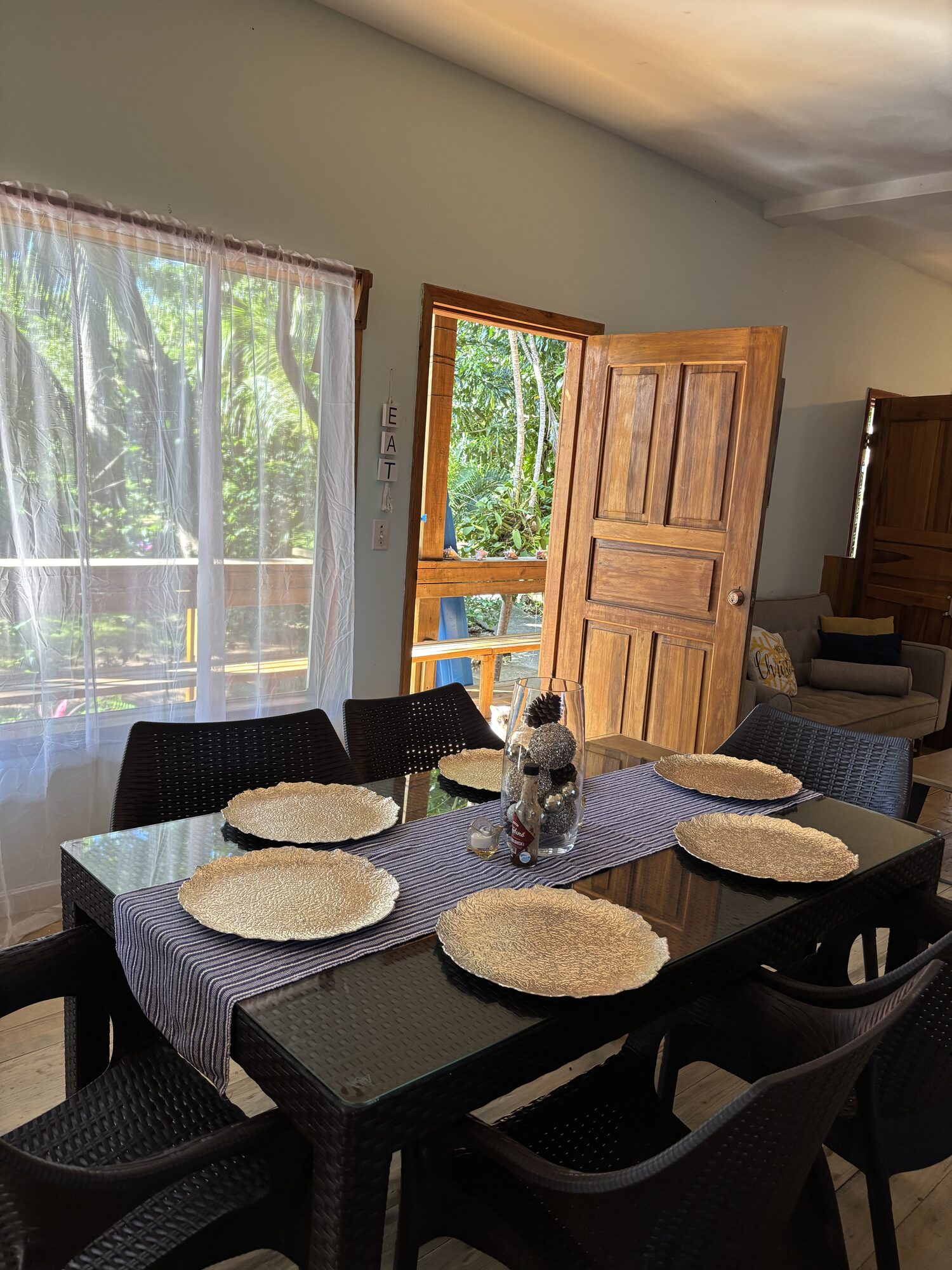 Dining table set for guests